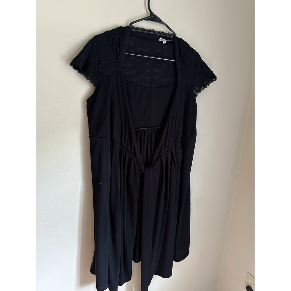 Pip & Vine by Rosie Pope Maternity Dress Black Lace Cap Sleeve Tie Front Large - Picture 6 of 11